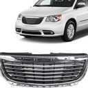 JOLONG Front Upper Grille Fit for Chrysler Town & Country 2011-2016 Bumper Hood Grill OE Style Replacement for CH1200350 68100692AB (Chrome)