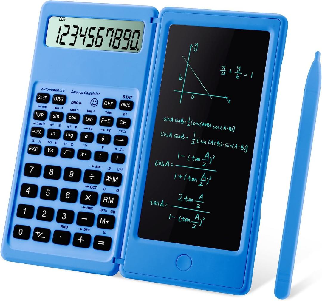 Scientific Calculators for Students, Blue Math Calculator with Notepad,10-Digit Large Screen, Classroom Must Haves for Middle High School Supplies & College Blue