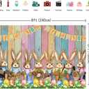 Easter Backdrop Colorful Wood Photography Backdrop Rabbit Eggs Grass Spring Background Banner Easter Party Decoration Kids Birthday Baby Shower Photo Booth Props (8X6FT)