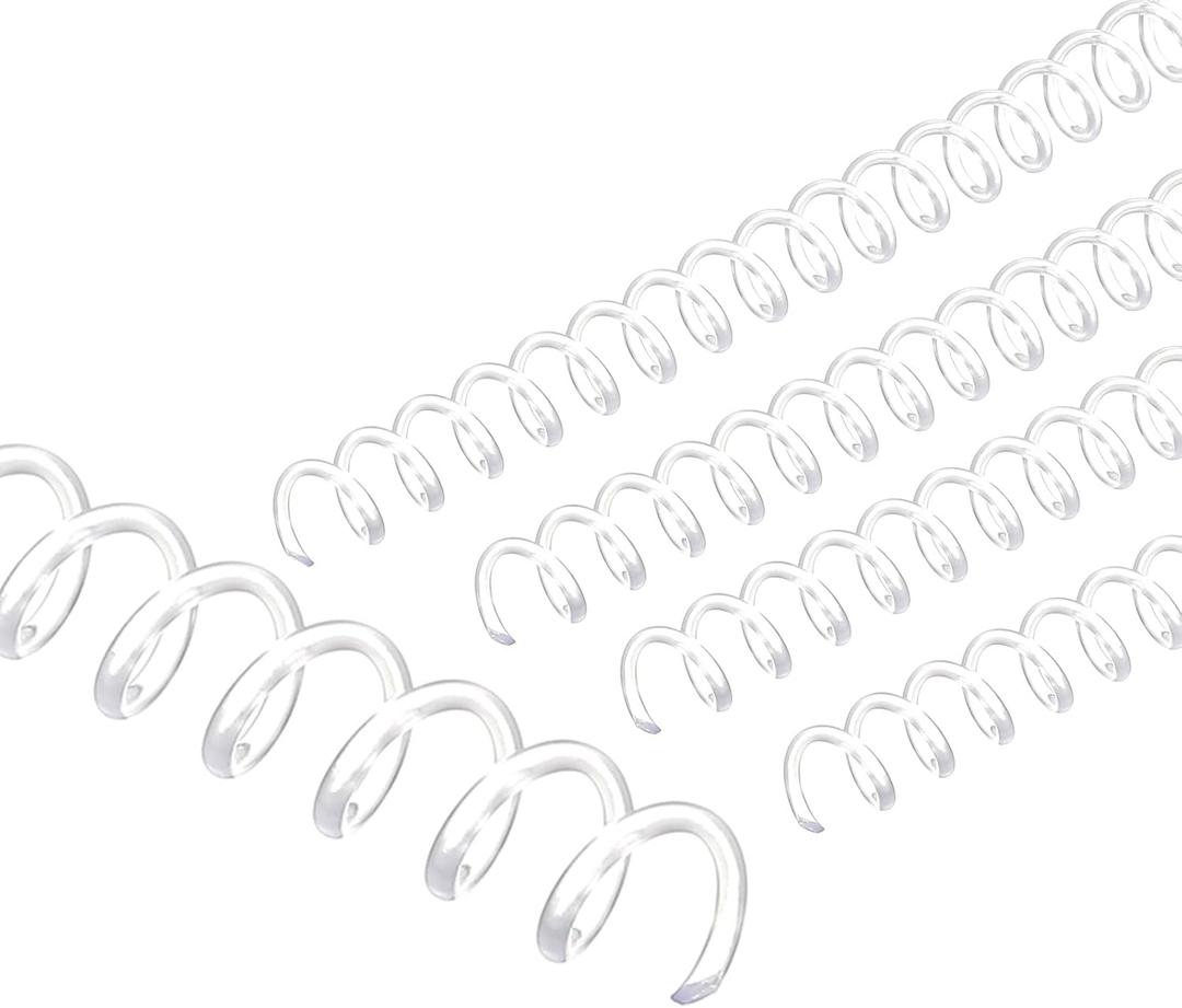PATIKIL 8mm(5/16") Plastic Spiral Binding Coils, 100 Pcs Binding Spirals 40 Sheet Capacity 3:1 Pitch Binding Spirals for Binding Paper Sheets, Transparent