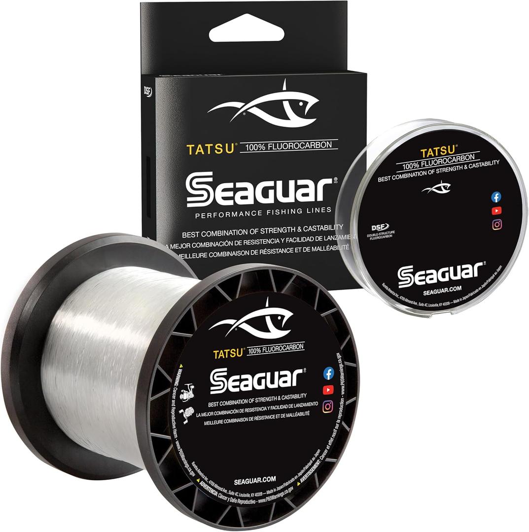 Seaguar Tatsu Fishing Line for Casting, & Live Bait, 100% Fluorocarbon, Clear, Multiple Sizes (6lbs/200yds)