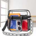 Paxiland Clear Bag for Stadium Events 12x6x12 inches, Clear Tote Bag with Reinforced Strap, Clear HandBag for Sports Concert (White Block Strap)