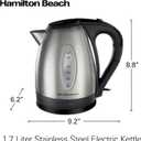 Hamilton Beach Electric Tea Kettle, Water Boiler & Heater, 1.7 Liter, Cordless Serving, 1500 Watts for Fast Boiling, Auto-Shutoff and Boil-Dry Protection, Stainless Steel (40880)
