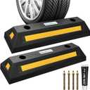 Car Parking Stopper  2PCs Heavy Duty Rubber Curb Car Stop for Garage and Driveway, Parking Aid, 18 Tire Wheel Stop for Cars, Vans, Trucks  Prevents Hitting Wall or Barrier  Easy Installation