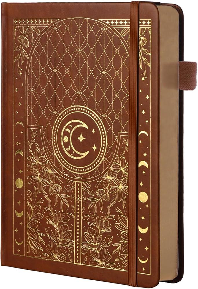 TIEFOSSI Dotted Journal Notebook, 160gsm 190 Numbered Thick Paper, A5 Hardcover Dotted Grid Diary for Women Men Work Writing, Journaling, Drawing, 5.8 x 8.3 in