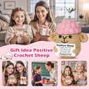 2 x Positive Crochet Sheep Christmas Birthday Gifts for Women Men Her Him, Funny White Elephant Stocking Stuffers Inspirational Gifts for Son Daughter Mom Dad Sister Friend Coworkers, Cute Animal Desk Decor