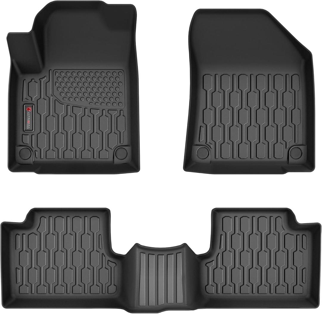 Floor Mats Compatible with 2016-2023 Jeep Cherokee (Not for Grand Cherokee), All Weather TPE Floor Liners, Custom Fit Car mats, 1st & 2nd Row, Black