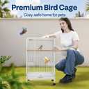 VIVOHOME 30 Inch Height Wrought Iron Bird Cage with Rolling Stand for Conures Lovebirds Cockatiels Finches, White