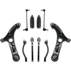 10 PCS Suspension Kit Front Lower Control Arm and Ball Joints Sway Bar Link Tie Rod Bellows Compatible With 2012-2017 Hyundai Veloster Elantra GT