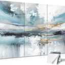 JBER 6 Pack Art Acoustic Panels, 7248Inches Soundproof Wall Panels, Large Self-Adhesive Wall Panels, Decorative Sound Absorbing Panels, Sound Panels for Recording Studio, Living Room(Lake of the Sky)