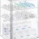 ERTIUANIO Baby Bottle Organizer 3 Tier Bottle Storage Organizer Baby for Nipples, Pump Parts, Food Jars Clear Acrylic Bottle Station Organizer for Countertop and Kitchen, Gifts for New Mom