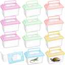 12 Pcs 7"4.3"x4.3" Plastic Reptile Terrariums Carrier Cage Snake Breeding Box Hatching Container Clear Fish Tank with Ventilated Lid for Spider, Tarantula, Hermit Crab, Lizard, Turtle