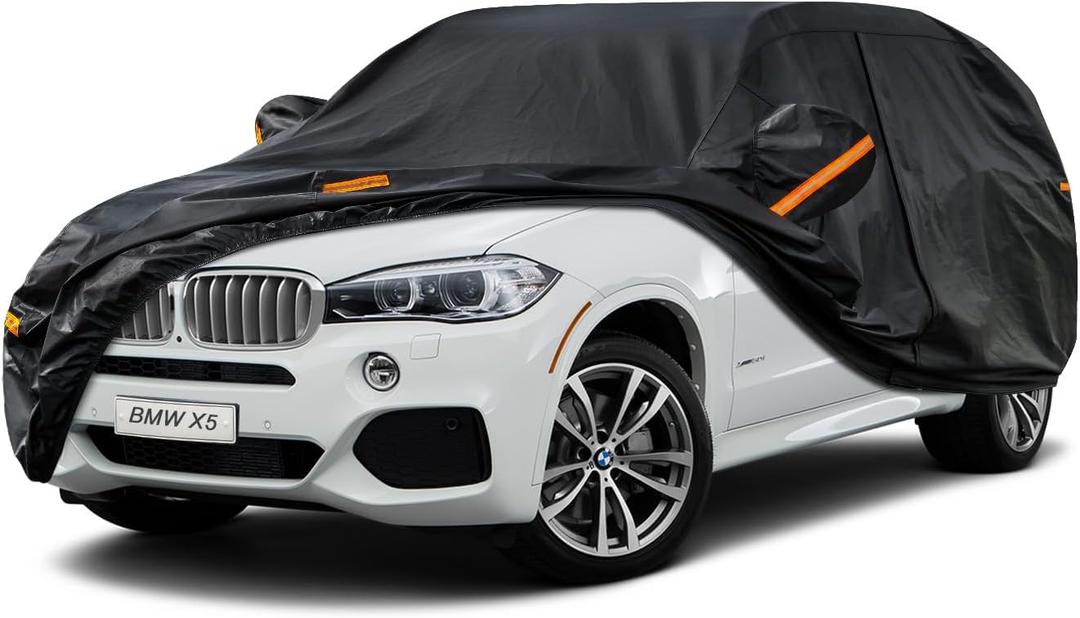 Kayme 7 Layers SUV Car Cover Custom Fit for BMW X5 (2007-2025) Waterproof All Weather for Automobiles, Outdoor Full Cover Rain Sun UV Protection.Black
