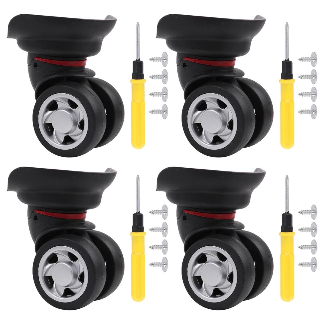 4Pcs Universal Swivel Wheel Left Suitcase Wheel (4L) 115W Series W055 Wheel Replacement Black