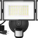 150W Plug in Motion Flood Lights Outdoor, 15000LM LED Motion Sensor Outdoor Lights Dusk to Dawn, Security Floodlights Waterproof IP65, Exterior Lighting for Outside, House, Garage