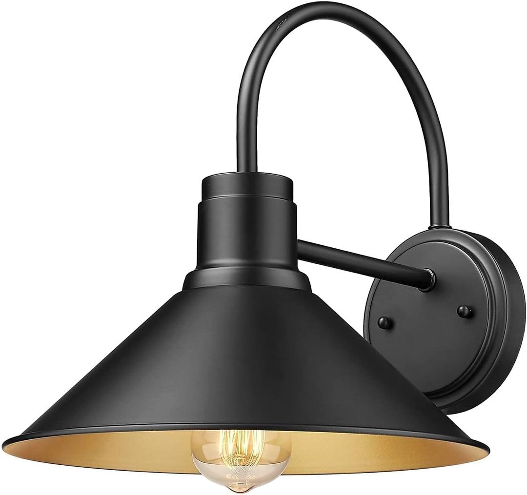 Exterior Barn Light, Outdoor Wall Lights for House, Front Porch Outdoor Wall Lighting Fixture, Modern Farmhouse Outside Sconce Lightin (Black, 1 Pack)