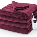 Sunbeam Electric Royal Luxe Microplush Heated Blanket, 12 Heat Settings, 12-Hour Selectable Auto Shut-Off, Fast Heating, Warm and Cozy, Cabernet Color, Full, 84" x 72" 