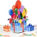 2 x Colorful Balloon Box Pop Up Happy Birthday Greeting Card, ideal love Gift for Adult and Kid with Blank Note Card & Envelope, Foldable Celebration for Daughter, Son, Mom, Dad, Friend, Children
