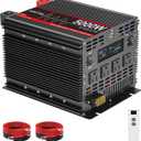 5000 Watt Pure Sine Wave Power Inverter, 12V DC to 110V/120V AC Converter 10000W Peak, with Remote Control LCD, 4 AC Outlets & USB Port & Hardwire Terminal, for Car Truck RV Camping Solar System EPS