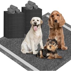 IMMCUTE Extra Large 36"X36" Charcoal Training Pads for Dogs, 30 Count, Activated Carbon Odor Control, XL Pads with Adhesive Strip (Black)