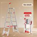 A-Frame Telescoping Extension Ladder，5.4FT Folding Step Stool with Safety Lock，Foldable Aluminum Ladder, Heavy Duty 6 Step Ladder 600lbs Capacity for Home Use