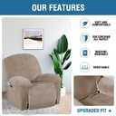 H.VERSAILTEX Velvet Recliner Chair Covers 1-Piece for Reclining Chair, Recliner Cover Feature Thick Luxury and Soft Fabric with Elastic Bottom, Anti-Slip Foams Attached (Taupe,X-Large)