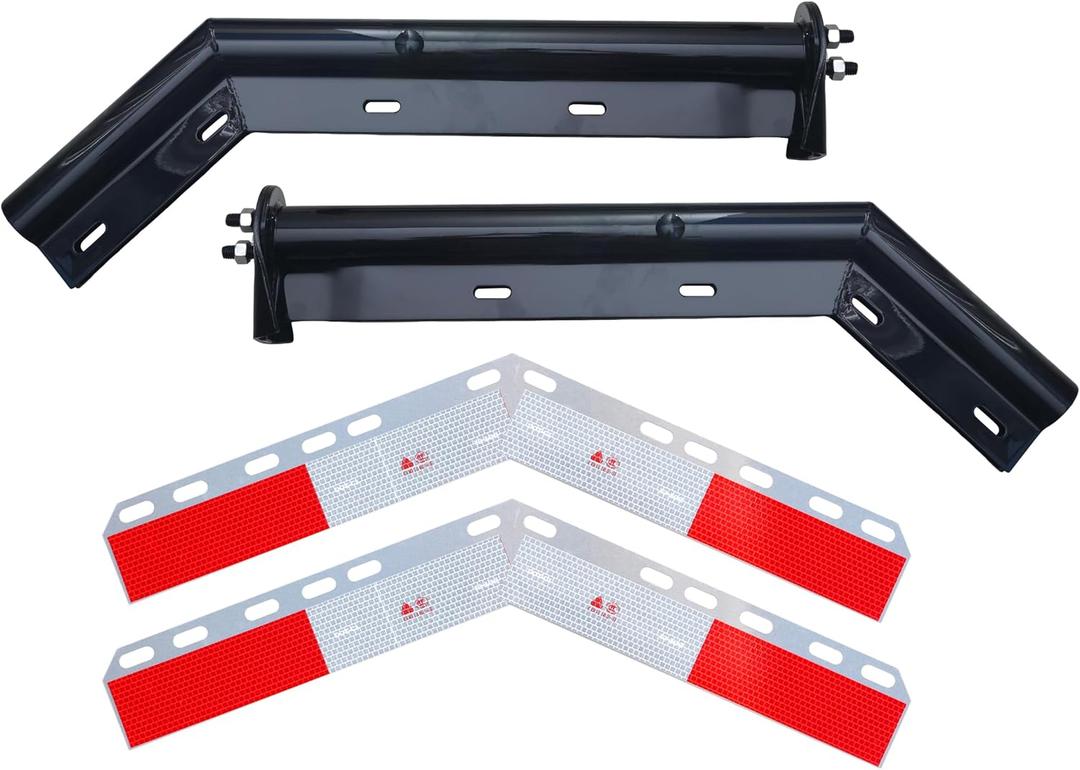 Black Angled Spring Loaded Mud Flap Hanger,1-1/8" Bolt Spacing,27" Length.with 2 Reflective Plates