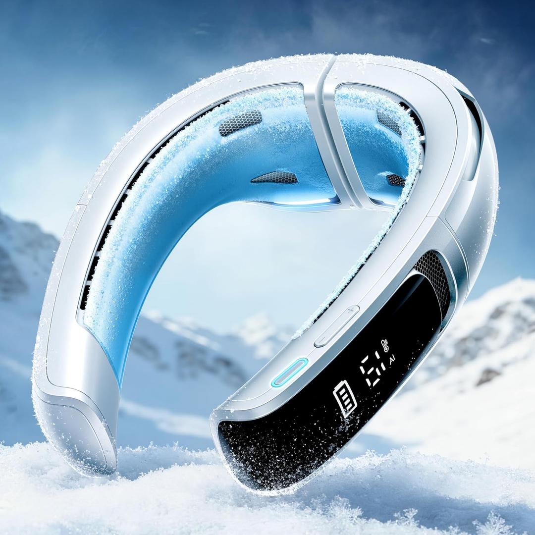 RANVOO AICE LITE MAX 2026 Real AC Cold Blast [No.1 Coolest & Most Durable] AI Neck Air Conditioner, Best Immersive Neck Cooler, 6000 mAh Rechargeable Neck Fan Blow Cold Air, Summer Gifts for Mom White