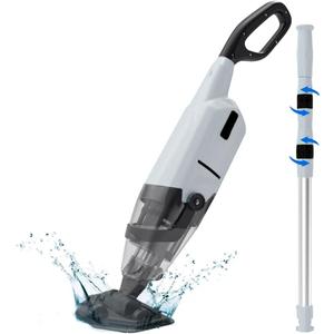 Cordless Pool Vacuum, 60-Min Runtime Rechargeable Pool Cleaner for Above Ground Pools/Hot Tubs - Efficient Sand & Debris Removal System (Grey)