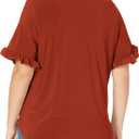 Star Vixen Women's Ruffle Tulip Sleeve Casual Top (Large)