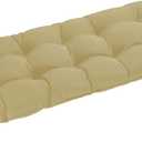 downluxe Outdoor Bench Cushion for Patio Furniture, Water Resistant Tufted Overstuffed Porch Swing Cushions, Thick Outdoor Loveseat Cushions, 44" X 19" X 5", Khaki, Set of 1