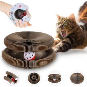 Kitty Curls Cat Toy - Magic Organ Cat Scratching Board for Indoor Cats, Foldable Accordion Honeycomb Scratcher with Ball, Interactive Twisty Paws Cat Toy (1pcs)