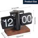 Flip Desk Clock - Retro Digital Flip Table Clock - Mid Century Modern Decor Auto Battery Powered Gear Operated for Room, Home, Office (A Style)