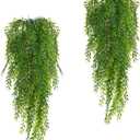 Fake Garland Hanging Vines 4 PC Artificial Weeping Willow Leaves Fake Greenery Faux Plants Realistic Home Office Decoration Indoor Outdoor (Green)