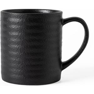 Ceramic Coffee mugs, 23 oz, Extra Large Mugs, Big Tea Cup, Large Handle, Pottery Mug, Big Belly, Matte Finish GlazeWide Bottom, stripe pattern, Microwave & Dishwasher Safe. (Black)
