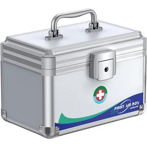 Uniclife Medicine Lock Box First Aid Box with Key Lock & Handle Portable Medication Metal Lockable Medicine Storage Box Security Lock Box for Medications, 10" x 6" x 6.5"
