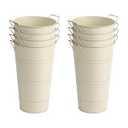 Notakia 12 Inch Large Galvanized Metal Vases Farmhouse French Flower Bucket Vases for Cut Flowers for Home Decor and Wedding Table Centerpiece Decorations (Large Beige 8Pcs)