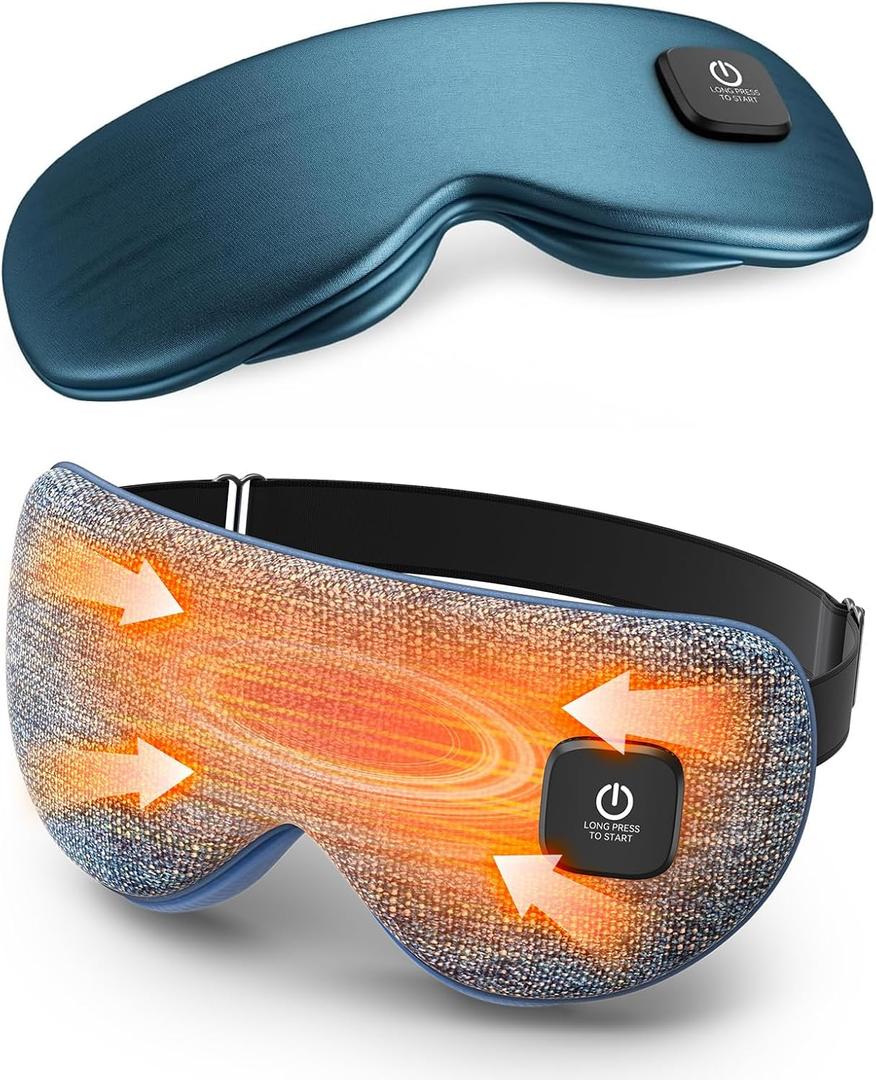 Heated Eye Mask - Cordless Eye Mask for Dry Eyes, Eye Relief, Improved Sleep, Washable Eye Heating pad for Travel and with Replaceable Shell