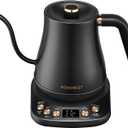 RONGBEST Electric Gooseneck Kettle 1L, 6 Temperature Control Presets, 1200W Quick Heating Water Pour Over Coffee & Tea Pot with Auto Shut-off & Keep-warm, Stainless Steel Inner & Lid, Matte Black