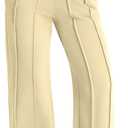 Herseas High Waisted Sweatpants for Women Elastic Elevated Seams Wide Leg Drawstring Loose Long Pants with Pockets (Yellow, XXL)