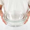 Domensi 3 Pcs 6.5 Qt, 4.8 Qt, 2.9 Qt Large Glass Mixing Bowls Clear Glass Salad Cooking Bowls for Kitchen Salad Bread Storage, Dishwasher, Freezer, Microwave