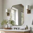 ANDY STAR Brushed Gold Mirror, 22"x30" Bathroom Vanity Mirror, Rounded Rectangle Bathroom Mirror with Rust-Proof Stainless Steel 1" Frame, Wall Mounts Horizontally or Vertically