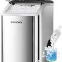 EUHOMY Nugget Ice Maker Countertop, Max 40lbs/Day, Auto-Cleaning, 2Qt Reservoir, Compact Sonic Ice Maker with 2.5lbs Basket and Scoop, Soft Chewable Nugget Ice for Home/Party/RV/Camping (Stainless)