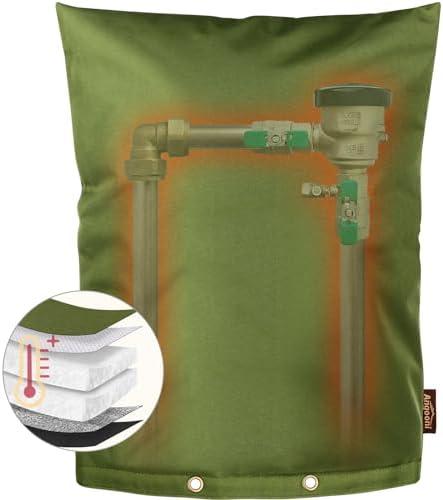 Upgraded 16"W x 20"H Backflow Preventer Cover Aluminum Foil (5℉) - Industrial 600D Winter Sprinkler Valve Covers for Outside, Anti-UV Winter-Freeze Water Well Pump Cover, Green