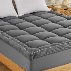 Sonive Twin Mattress Protector, Extra Thick Pillow-Top Mattress Topper with Premuim 1000gsm Alternative Filling, Fluffy Soft Quilted Mattress Pad, Mattress Cover Oeko-Tex Certified Grey