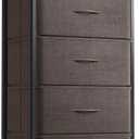 ODK Dresser for Bedroom with 4 Storage Drawers, Small Dresser Chest of Fabric Drawers with Sturdy Steel Frame, Wood Top, Brown