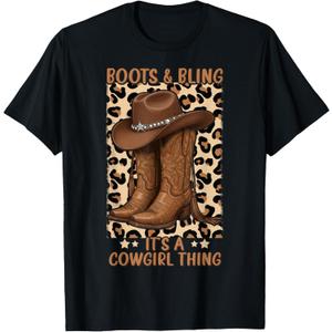 Boots and Bling its a Cowgirl Thing Rodeo Love Country Girls T-Shirt, XXL