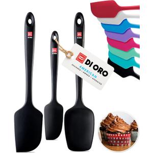 DI ORO Silicone Spatula Set - Rubber Kitchen Spatulas for Baking, Cooking, & Mixing - 600F Heat-Resistant & BPA Free Silicone Scraper Spatulas for Nonstick Cookware - Dishwasher Safe (3pc, Black)