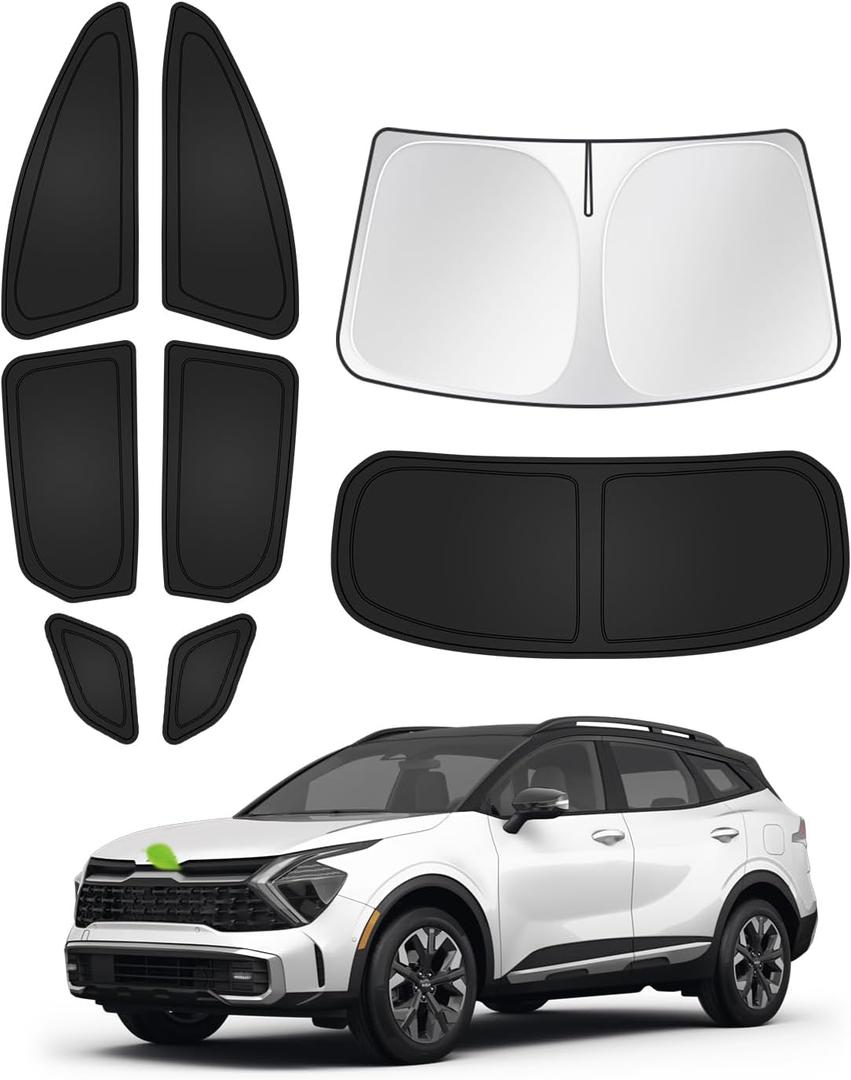 Canvcle Window Shades for 2023-2025 2026 Kia Sportage Accessories Windshield Sun Shade Side Rear Window Covers Sunshade Sun Visor Shield Privacy Protection for Camping Keep Vehicle Cool Black 8PCS