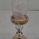 Pillar Candle Holder, 13 Inch Crystal Candlesticks for 3''X5'' Candles, Dining Coffee Table Decor, Wedding, Events, Parties - Glass and Gold Finish (2 crystal balls)